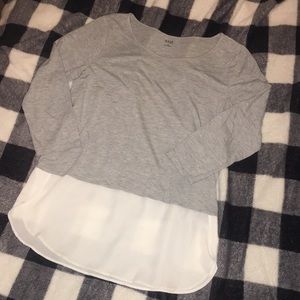 Gray and cream blouse